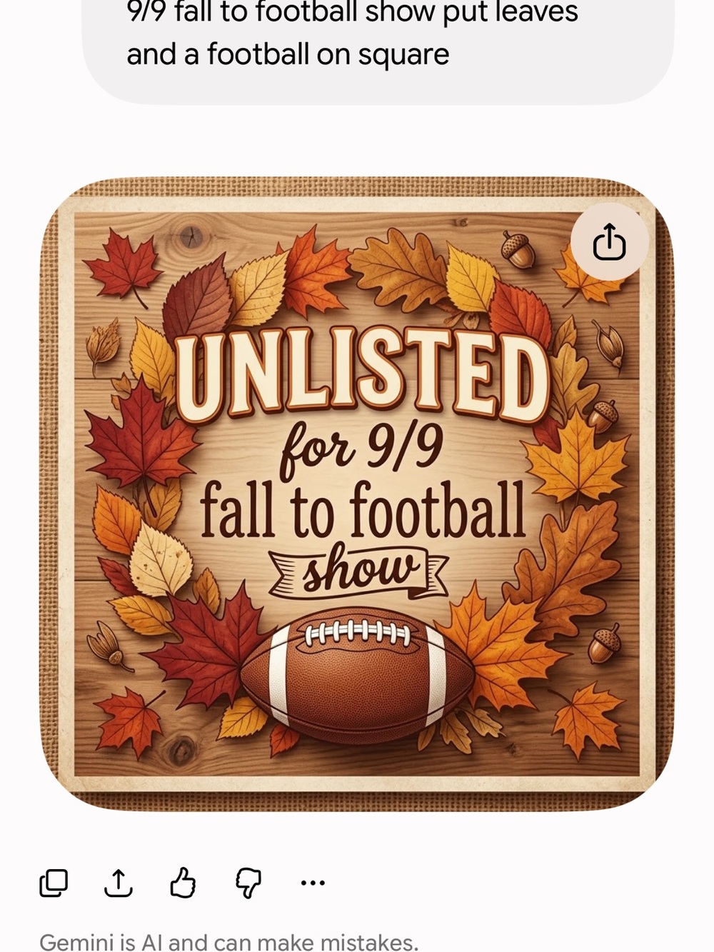 Fall to Football Party Sign - Autumn Leaves & Football (Brown)